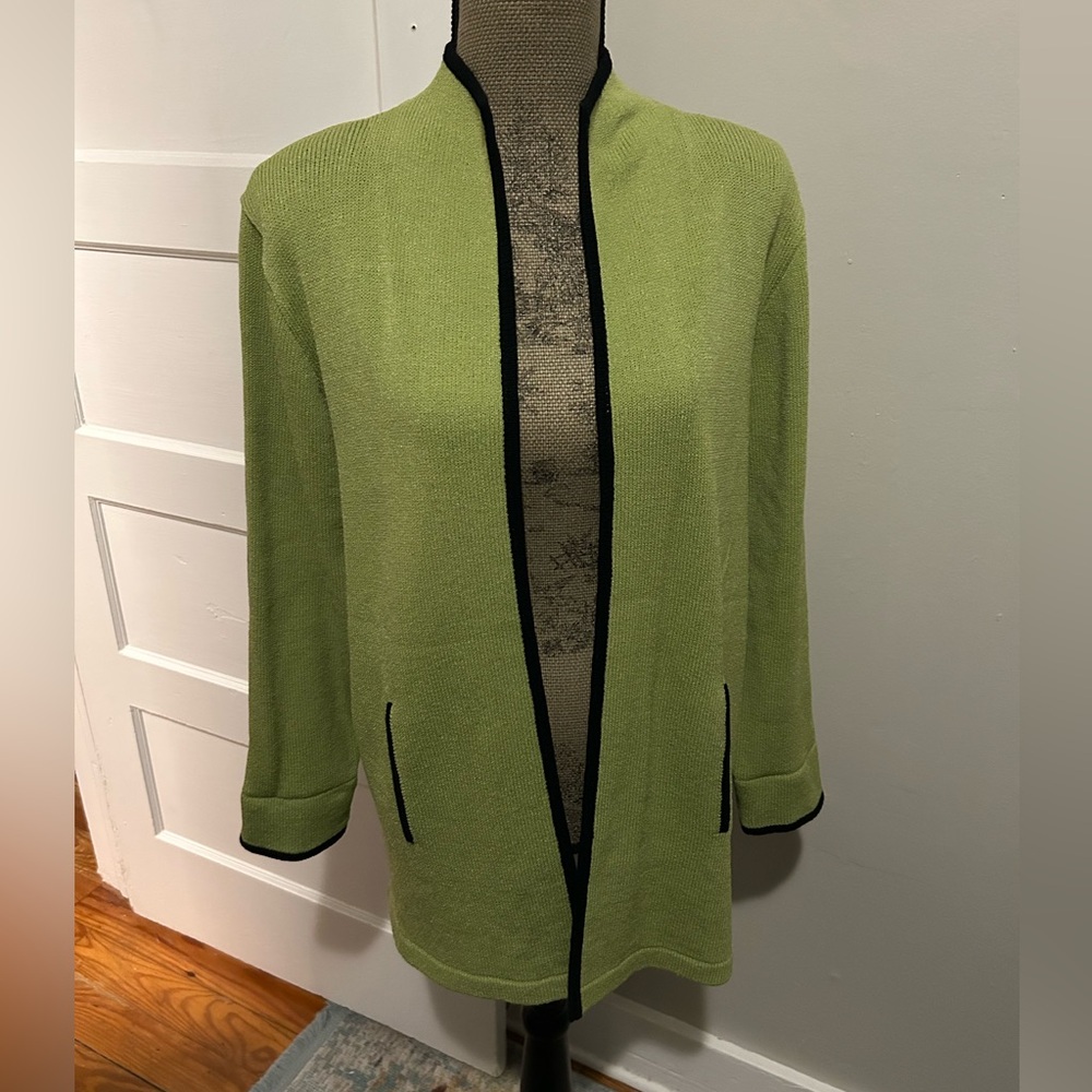 Anne Pedersen Green Open Front Cardigan